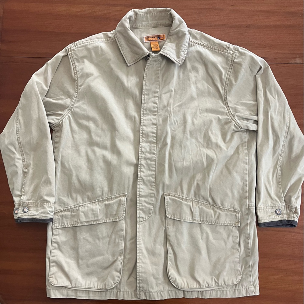 Sperry Top-Sider Khaki Canvas Chore Jacket | Menβs L Utility Field Coat - Picture 6 of 15